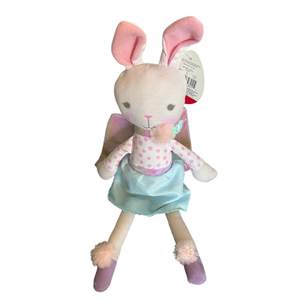 MGS Fancy Fairy Bunny Doll Kids OS Pink Blue Brand New Iridescent Wings Plush